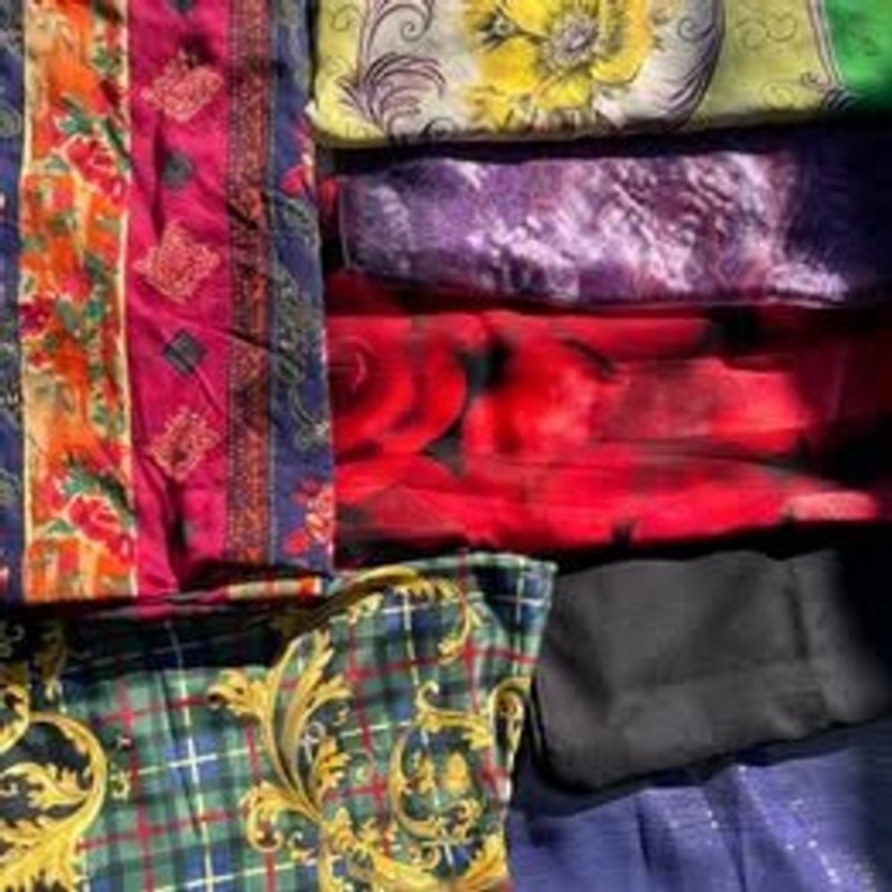 Lot of 7 Vintage 1980's Fashion Scarves